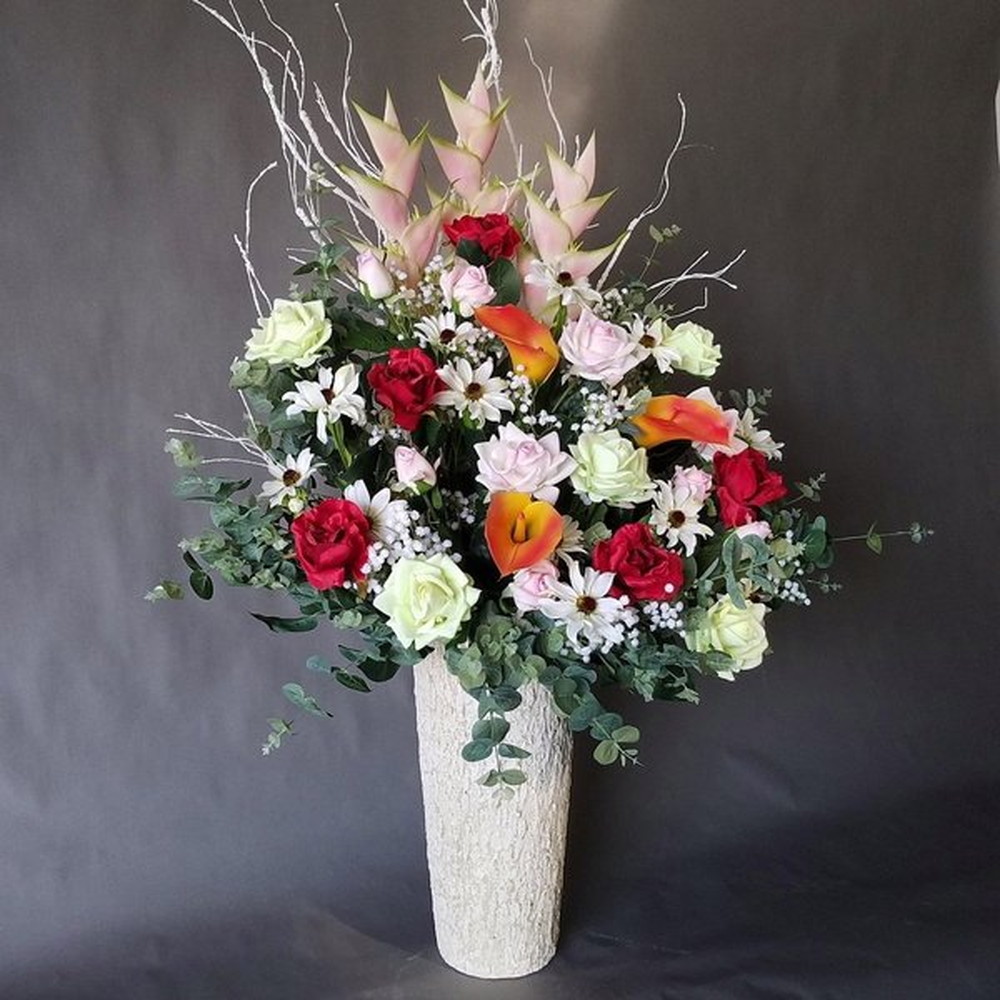 激安正規 激安通販新作 バラ ヘリコニアMIX 高130cm×巾65cm 光触媒 造花