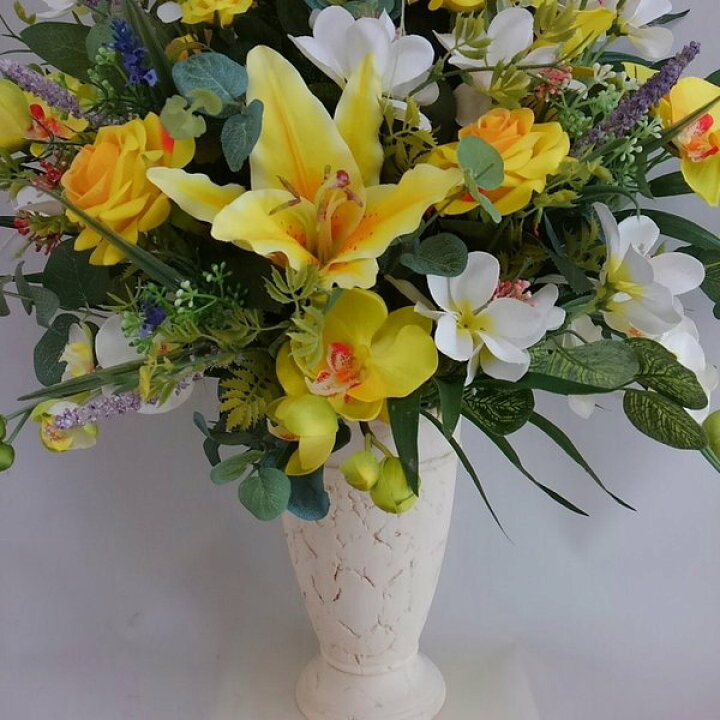 楽天市場】黄百合・黄胡蝶蘭・プルメリアアレンジAR78 【高70×幅50  
