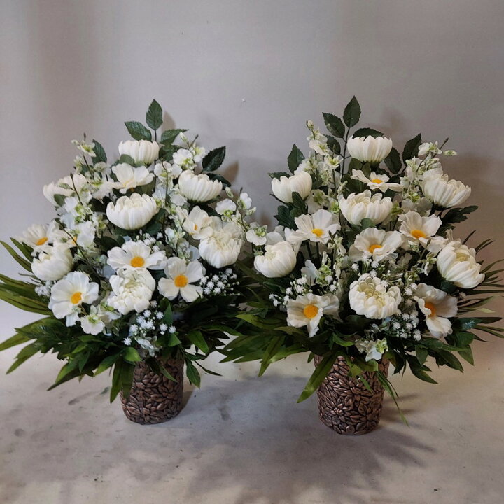 楽天市場】仏花/白仕上(1対)造花光触媒・高40×幅25 : 愛フラワー  