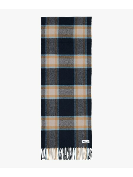 【SALE／65%OFF】無地 チェック柄 ウールマフラー / フリンジマフラー AIGLE エーグル ファッション雑貨 マフラー・ストール・ネックウォーマー ホワイト グレー オレンジ【RBA_E】【送料無料】[Rakuten Fashion]