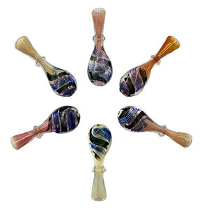 �c�C�X�g�K���X �`�����i����_�C�N���X�g���b�v�t���j - Fumed Glass Chillum w/ Fancy Dichro Design (90mm) [�p�C���b�N�X��]�y�J���[�A�\�[�g�z