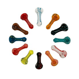 ガラスフリット＆スワールハンドパイプ - Glass Frit & Swirl Hand Pipe (70mm) [パイレックス製]【カラーアソート】