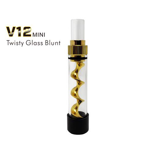 V12 MINI Twisty Glass Blunt - ツイスティーガラスブラント ミニ（ゴールド）ガラスパイプ/喫煙具/スモーキングパイプ