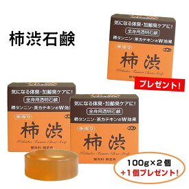 【柿渋】【柿渋 ボディソープ】【体臭ケア】柿渋石鹸 アズマ商事 100g×2個 +個プレゼント! 父の日 プレゼント 贈り物 加齢臭 体臭 ニオイ対策！無香料 無着色 茶カテキン 柿渋