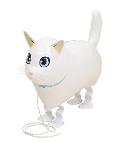 ヘリウムガス入り風船 【お散歩バルーン】(白猫) 【誕生日プレゼントにぜひ!子供 男の子 女の子】【結婚式や二次会などのパーティーにも!】 ガス入りバルーン