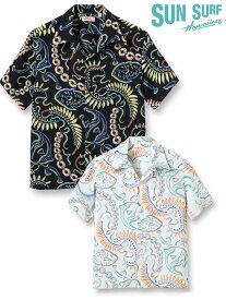 SUN SURF(サンサーフ) RAYON HAWAIIAN SHIRT “PARADISE PICTOGRAPH” Lot No. SS38811 Made.In Japan