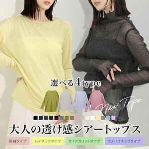 【1点980円！2点購入＆クーポン利用で】シアートップス UV シアー トップス 長袖 透け感 夏 涼しい シアー カッ