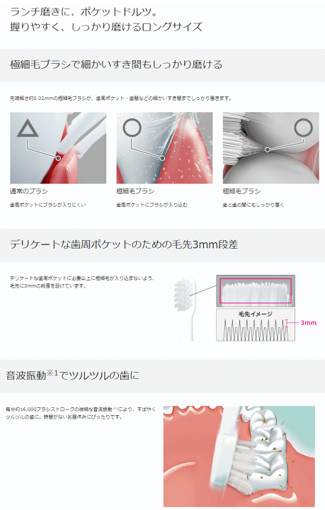 ポケットドルツ　音波振動歯ブラシ 概要 音波振動ハブラシ(電動歯ブラシ) ポケットドルツ EW-DS1C