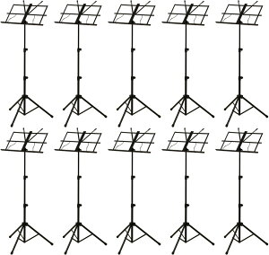 【送料込】ARIA AMS-40B/10本セット スチール 譜面台 バネ式譜面押さえ付 ケース付