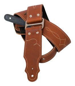 yzFranklin GSA-CA-NBS Caramel {v M^[Xgbv U[ Xgbv Leather  Chrome Guitar Strap