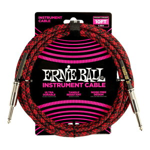 �y�������zERNIE BALL 6394 �M�^�[�P�[�u�� �u���C�f�b�h�E�W���P�b�g Red Black 3.05m S/S