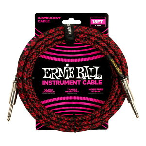 �y�������zERNIE BALL 6396 �M�^�[�P�[�u�� �u���C�f�b�h�E�W���P�b�g Red Black 5.49m S/S