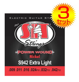 【ポイント2倍】【メール便・送料無料・代引不可】【3セット】SIT S942 [09-42] POWER WOUND エレキギター弦