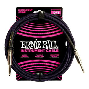 �y�������zERNIE BALL 6393 �M�^�[�P�[�u�� �u���C�f�b�h�E�W���P�b�g Purple Black 3.05m S/S