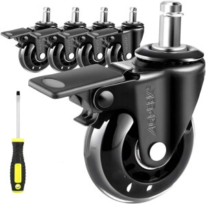 AGPTEK �I�t�B�X�`�F�A�����p�L���X�^�[ �X�g�b�p�[ �֎q�L���X�^�[5�Z�b�g �É� ������11mm 360�x��] 2.5�C���` OA�I�t�B�X�`�F�A�p�z�C�[�� ��ւ��L���X�^�[ �����ɂ��� ���ׂĂ̏��ɓK