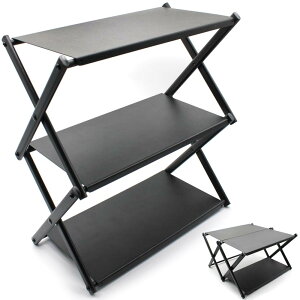CHENGMAY キャンプ テーブル キャンプラック 2way 折り畳み アウトドア 卓上 収納ラック キャンプ ローテーブル ミニテーブル 3段 組み立て簡単 アルミ合金 小物置き 耐熱 耐荷重30kg 収納袋付き (
