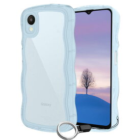 Galaxy A23 5G ケース クリアブルー ウェーブ SC-56C SCG18 TPU波状のバンパー 透明 スマホケース かわいい うねうね アクオス ギャラクシーA23 SC-56C SCG18 ウェーブ デザイン 可愛い 韓国 女性用 薄型 人気 おしゃれ 耐衝撃 ストラップホール付き(ブルー)