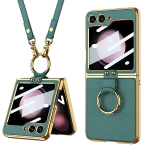 Galaxy Z Flip5 �P�[�X �X�g���b�v�t�� Samsung �M�����N�V�[Z Flip 5 / SC-54D / SCG23 �p �J�o�[ �����O�t�� Uovon �X�}�z�P�[�X �y�� �t���ی�t�B�����t�� �J���������Y�ی� ���^ �S�ʕی� �l�C �d�C���b