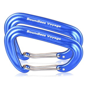 iBasingo 12KN(1200kg) アウトドア カラビナ 多機能登山環 アルミニウム合金登山環 D環 登山釦 軽量 ハンモック用 リュックサック掛け環 工具 ブルー 2本 BV1026