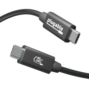 Plugable USB4 �P�[�u�� 40Gpbs 240W �[�d�Ή� 1m [USB-IF �F��] - 8K ���j�^ x 1 4K ���j�^�[x 2 USB4 Thunderbolt 4 Thunderbolt 3 USB-C �݊�