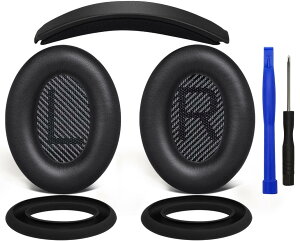 SOULWIT �C���[�p�b�h + �w�b�h�o���h + �C���[�p�b�h�J�o�[ Bose QuietComfort 35 QC35, QC35 ii Over-Ear �w�b�h�Z�b�g �p ���� �L�b�g �w�b�h�z�� �ւ� �p�b�h �򉻖h�~ �N�b�V���� (�u���b�N)