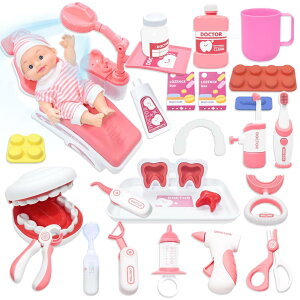 VBACALA お医者さん お医者さんセット 歯医者さん 歯医者さんおもちゃ 29点 ミニドクター 歯の模型 診察道具 人形付き おままごと 病院 看護師 ごっこ遊び お世話おもちゃ クリスマス プレゼン