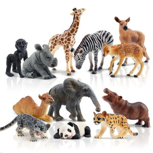 TOYMANY 12PCS野生動物フィギュア 森林動物フィギュアセット リアルな動物模型 モデル 人気動物 おもちゃ 玩具 誕生日プレゼント 飾り物 クリスマス 新年 コレクション 6歳以上