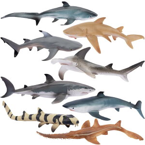 TOYMANY 動物フィギュア 8PCSサメフィギュア 海洋動物セット 海洋生物 魚類 海の生き物 リアルな動物模型 サメ好き 人気動物 おもちゃ 玩具 誕生日プレゼント クリスマス 新年 飾り物 コレクシ