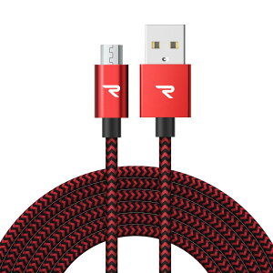Rampow Micro USB �P�[�u���y3M/�ԁz 2.4A�}���[�d�P�[�u�� �����f�[�^�]���Ή� ���ϋv�ґg�i�C�����P�[�u�� Sharp Aquos/Sony Xperia/Fujitsu Arrows/Asus ZenFone/Samsung Galaxy���@��Ή� Android �X�}�z �[�d�P�[�u