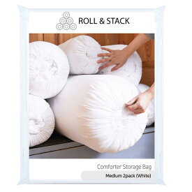 Roll&Stack ロールアンドスタック　ふとん収納袋, 衣類収納袋 - M (25L) White X 2