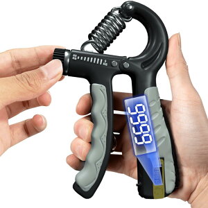 TattiOut ハンドグリップ 5-60kg 可変式 電子カウンター 握力 トレーニング ハンドグリッパー 握力グリッパー 20kg 30kg 40kg 50kg 60kg 負荷調整可能 TO24BB016 ブラック(グレーグリップ)
