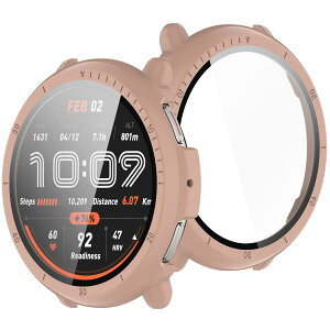 BUITFOU For Amazfit Active 2 �J�o�[ Amazfit Active 2 �P�[�X 44mm �����^ PC+�K���X�f�� ��̌^ �S�ʕی� �����^ �����ȒP �ϏՌ� �����ߗ� �w��h�~ ���h�~�i�s���N�j
