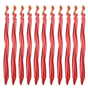 YAPJEB ペグ テントペグ 軽量 25cm スクリュー タープペグ アルミ 芝生 砂地 海水浴場 柔らかい土 砂利 キャンプ ツーリング 10本セット 収納袋付き (レッド)