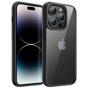 JETech iPhone 14 Pro 6.1�C���`�p �P�[�X �ϏՌ��X�}�z�o���p�[�J�o�[ �\���b�h�J���[ �}�b�gTPU�t���[�� �����h�~ �N���A�o�b�N (�X�y�[�X�u���b�N)