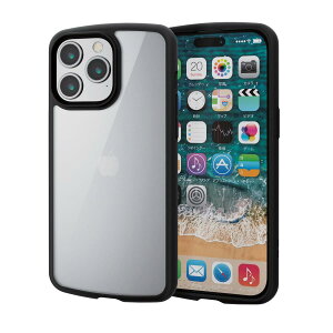 �G���R�� iPhone15 Pro Max �P�[�X TOUGH SLIM LITE �ϏՌ� �Ռ��z�� ���^ �y�� �X�g���b�v�V�[�g�t�� �X�g���b�v�z�[���t�� [�S���z�u�̃G�A�[�N�b�V�������Ռ����z��] �u���b�N PM-A23DTSLFCBK