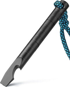 チタン マルチツール バール EDC プライバー 小型 ツール 栓抜き ドライバー定規 ポケッ ツール 日常携帯 (ブラック・Sサイズ)