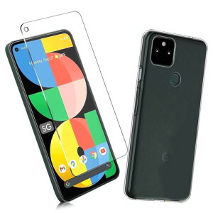 1+1���Z�b�g1�� FOR Google Pixel 5A �p�̃K���X�t�B���� + 1�� FOR Google Pixel 5A �p�̕ی�J�o�[���� �ی� TPU �\�t�g �V���R���P�[�X �����K���X / �d�x9H / ������/�ی�t�B���� PCduoduo