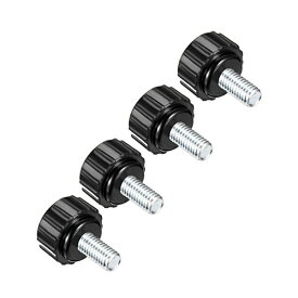 CoCud ローレットクランプノブ M5 x 10mmオスネジ 16mmヘッド 熱硬化性プラスチックサムスクリューグリップボルトノブ ブラック 用途 旋盤機械用 4個入り