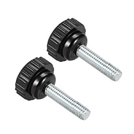 CoCud ローレットクランプノブ M6×30mmオスネジ 21mmヘッド 熱硬化性プラスチックサムスクリューグリップボルトノブ 旋盤機械用 黒 2個