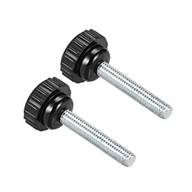 CoCud ローレットクランプノブ M6 x 40mmオスネジ 21mmヘッド 熱硬化性プラスチックサムスクリューグリップボルトノブ ブラック 用途 旋盤機械用 2個入り