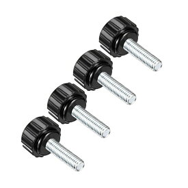 CoCud ローレットクランプノブ M5×20mmオスネジ 16mmヘッド 熱硬化性プラスチックサムスクリューグリップボルトノブ 旋盤機械用 黒 4個
