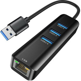 USB LAN 変換アダプター、ABLEWE 有線LANアダプター10/100/1000Mbps RJ45 ギガビット、USB3.0*3拡張 5Gbps高速データ 転送 [Windows10/8.1/Mac/Linux/Surface Pro/Chromebook ]対応