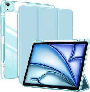 ProCase iPad Air 13 �P�[�X M4 2026 / M3 2025 / M2 2024 �y�����[ iPad Pro 12.9 6����/5����/4����/3����ʗp �X�}�[�g�J�o�[ Pencil Pro/USB-C�Ή� �ϏՌ� �����E�F�C�N/�X���[�v -�u���[