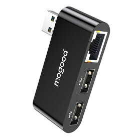 MOGOOD Type-A LAN アダプタ 1000Mbps RJ45 有線 LAN USB2.0 2 ポートハブ