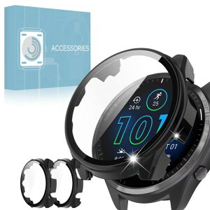 2���gGarmin Forerunner 965 �p �P�[�X �K���X�t�B���� ��̌^ Garmin Forerunner 965 �ی�J�o�[ �S�ʕی� �ϏՌ� �����ߗ� �w��h�~ �O�[�O���s�N�Z���E�H�b�` �J�o�[ (��)