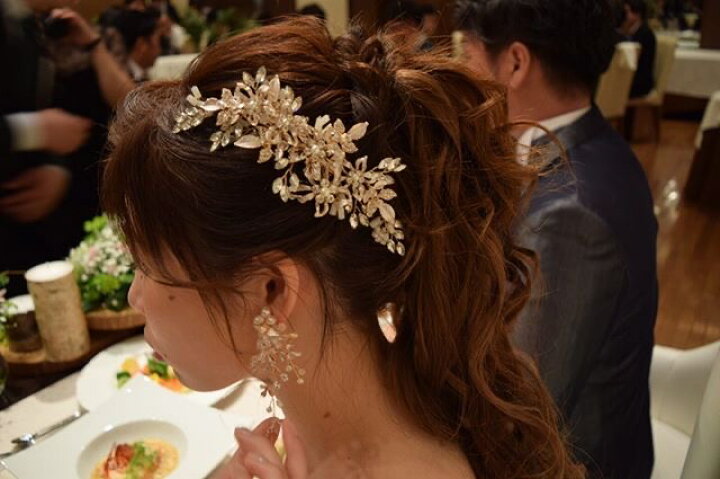 楽天市場 ヘッドドレス リーフ ゴールド シルバー 花 小枝アクセサリー ナチュラル アンティーク ヘッドアクセサリー ヘッドパーツ ヘッドピース ウェディング ブライダル 結婚式 ウエディング ガーデンウェディング Aile Bouquet