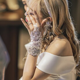 ウェディング グローブ フィンガーレスグローブ ビジュー ウェディンググローブ オーガンジーグローブ ショートグローブ 結婚式 ウェディング ブライダル