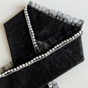 成人式　半衿　重ね衿 レース　半襟　パール　ビジュー　クリスタル　フリル　黒　白　成人式　振袖　卒業式　和装　…