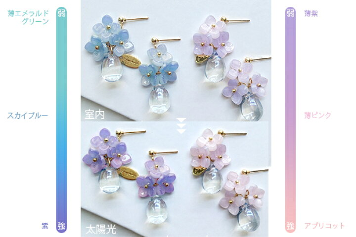 楽天市場】色が変わる 紫陽花 アジサイ 花 ピアス イヤリング ロング 