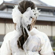 リボン ヘッドドレス　ウェディング　ブライダル　ヘッドアクセサリー コサージュ ヘアアクセサリー 髪飾…